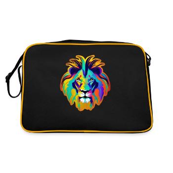 Löwenkopf Pop-Art - Retro Tasche - Schwarz/Gold - Hinten