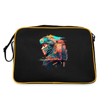 Science Fiction Pop Art with Female Soldier as Heroine - Retro Bag - black/gold - Back