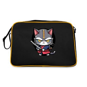 Samurai-Katze #8 - Retro Tasche - Schwarz/Gold - Hinten