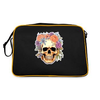 Crâne humain et fleurs 15 - Sac Retro - noir/or - Dos