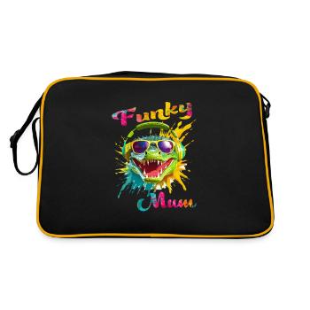 Funky Mum. anniversaire, fêtes des mères. Croco - Sac Retro - noir/or - Dos