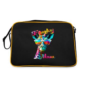 Funky Mum. anniversaire, fêtes des mères. Girafe - Sac Retro - noir/or - Dos