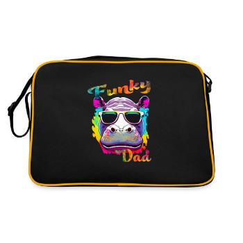 Funky Dad. birthday, Father's Day. Hippo - Retro Bag - black/gold - Back