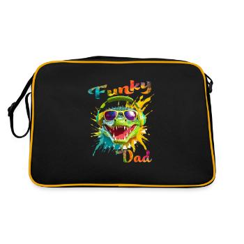 Funky Dad. birthday, Father's Day. Crocodile - Retro Bag - black/gold - Back
