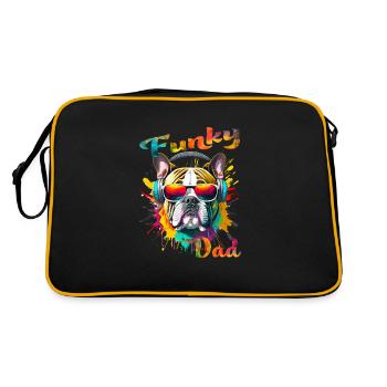 Funky Dad. birthday, Father's Day. Dog - Retro Bag - black/gold - Back