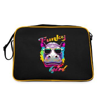 Funky Girl Hippopotamus - Retro Bag - black/gold - Back