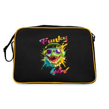 Funky Girl Crocodile - Retro Bag - black/gold - Back