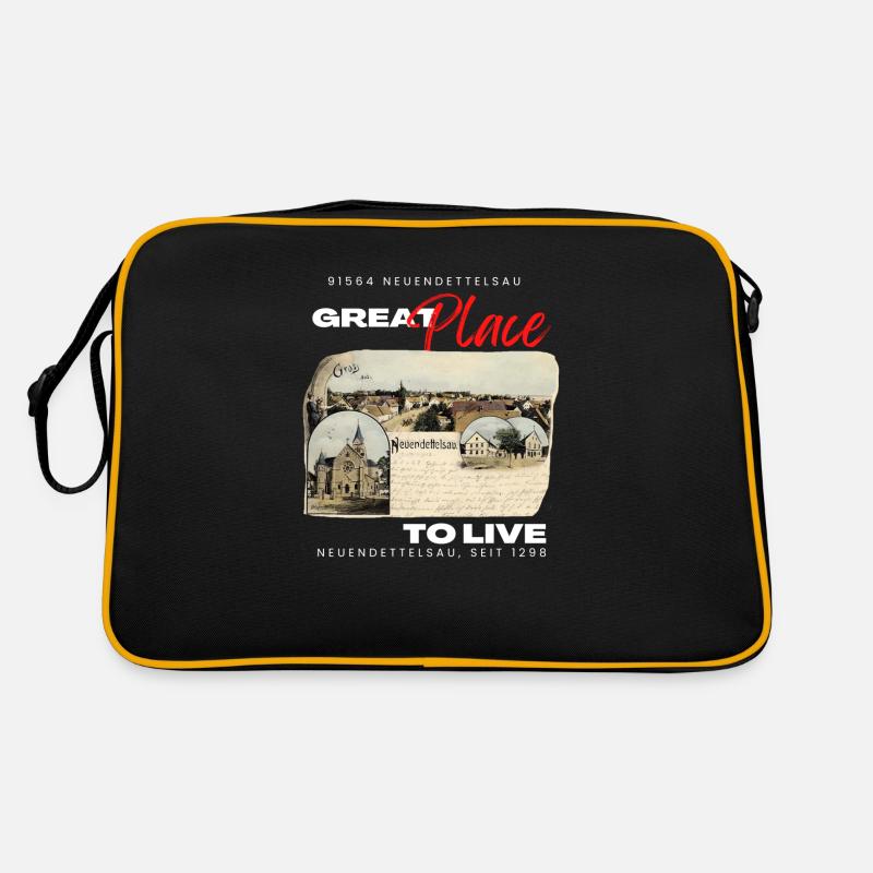 91564 Neuendettelsau Mittelfranken Gemeinde Mode - Retro Tasche - Schwarz/Gold