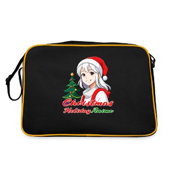 Joyful Girl - Weihnachten mit japanischem Anime - Retro Tasche - Schwarz/Gold - Hinten