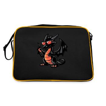 Drache Comic Cool - Retro Tasche - Schwarz/Gold - Hinten