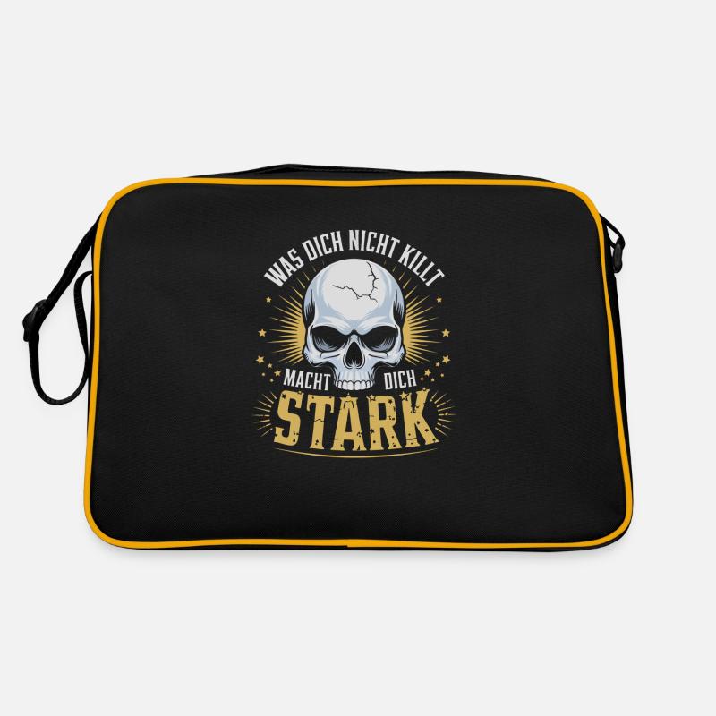 Was dich nicht killt macht dich stark Motivation m - Retro Tasche - Schwarz/Gold
