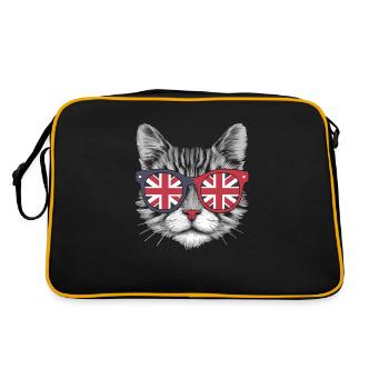 Cool Cat with UK Flag Sunglasses – Funny British - Retro Bag - black/gold - Back