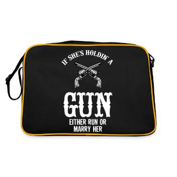 Gun Pistol Gun Woman - Race or Marry - Retro Bag - black/gold - Back