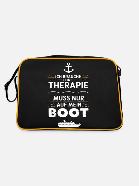 Ich Muss Nur Auf Mein Boot für einen - Retro Tasche - Schwarz/Gold - Hinten