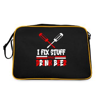 I fix stuff and drink bear funny quote - Retro Bag - black/gold - Back