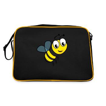 Flotte Biene Geschenk - Retro Tasche - Schwarz/Gold - Hinten