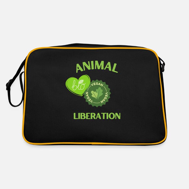 Bio vegan, Animal Liberation - Retro Tasche - Schwarz/Gold