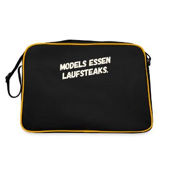 Models essen Laufsteaks --- Neues, tolles T-Shirt - Retro Tasche - Schwarz/Gold - Hinten