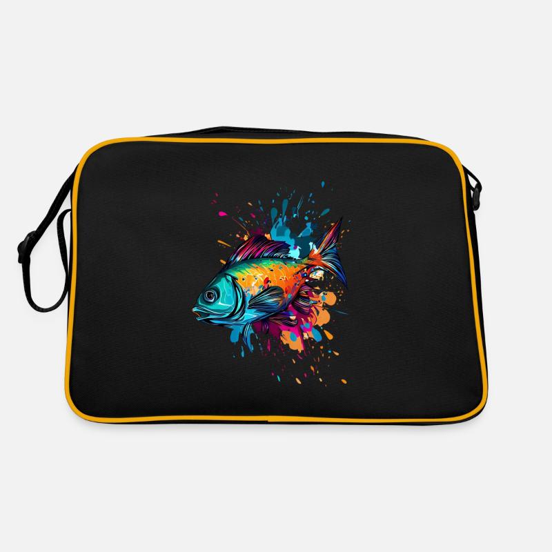 Farbenfroher Fisch Retro Tasche