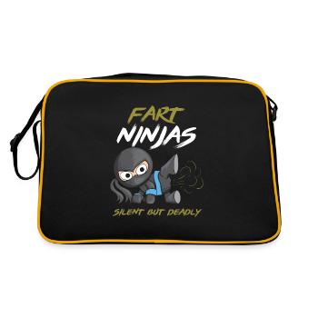 Funny Fart Ninja Silet But Deadly Ninja Samurai - Retro Tasche - Schwarz/Gold - Hinten