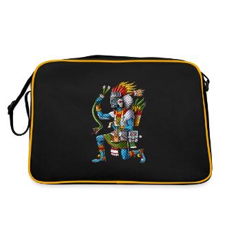 Antiker Aztekengott Tlaloc - Retro Tasche - Schwarz/Gold - Hinten