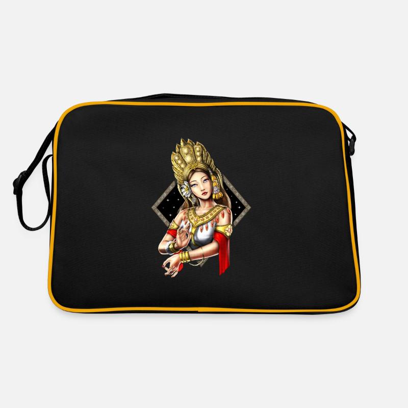 Danseuse cambodgienne khmère Apsara - Sac Retro - noir/or