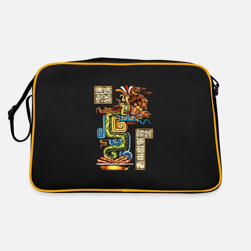 Maya-Visionsschlange - Retro Tasche - Schwarz/Gold