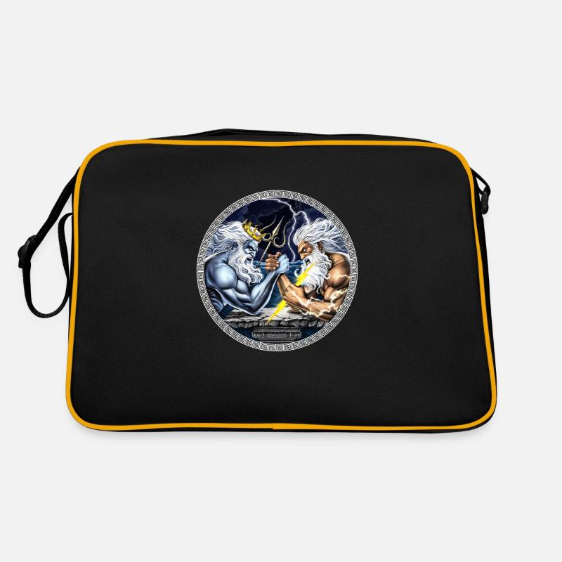 Zeus vs Poseidon Armdrücken - Retro Tasche - Schwarz/Gold