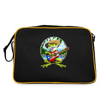 Puerto Rico Coqui Frosch - Retro Tasche - Schwarz/Gold - Hinten