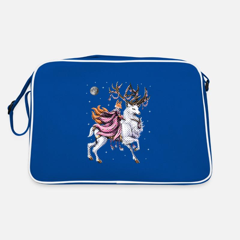 Japonais Kitsune Fox Équitation Cerisier Fleurs Cerf Sac Retro