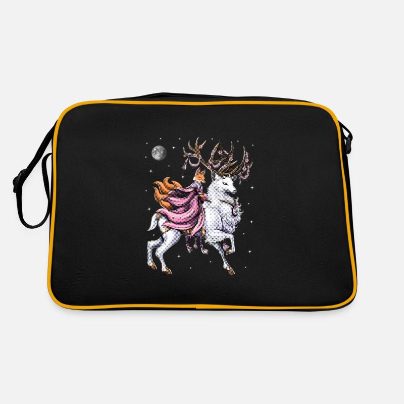 Japonais Kitsune Fox Équitation Cerisier Fleurs Cerf Sac Retro