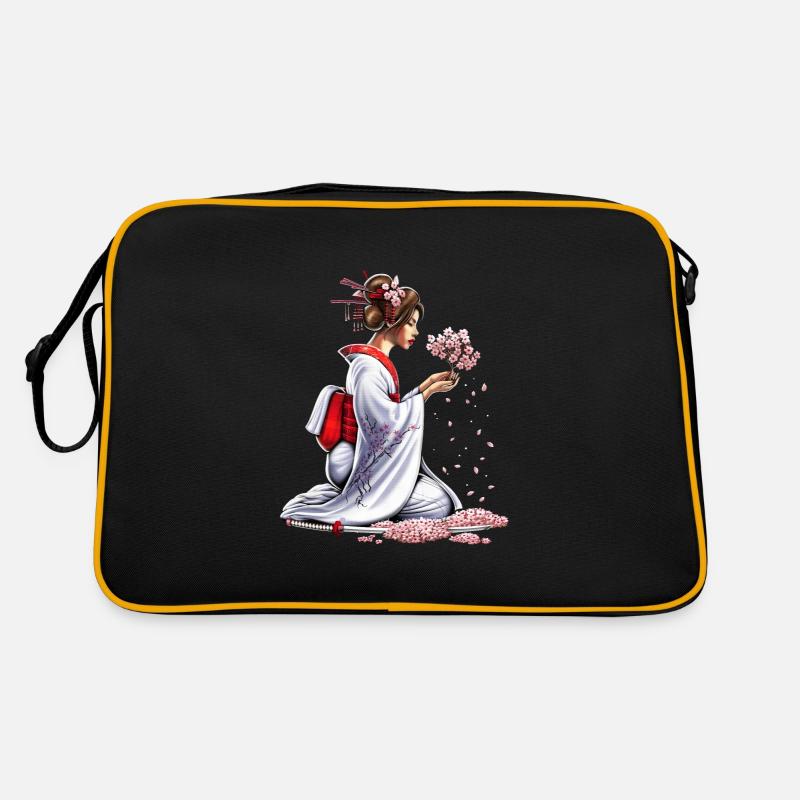 Japanisches Samurai-Mädchen - Retro Tasche - Schwarz/Gold