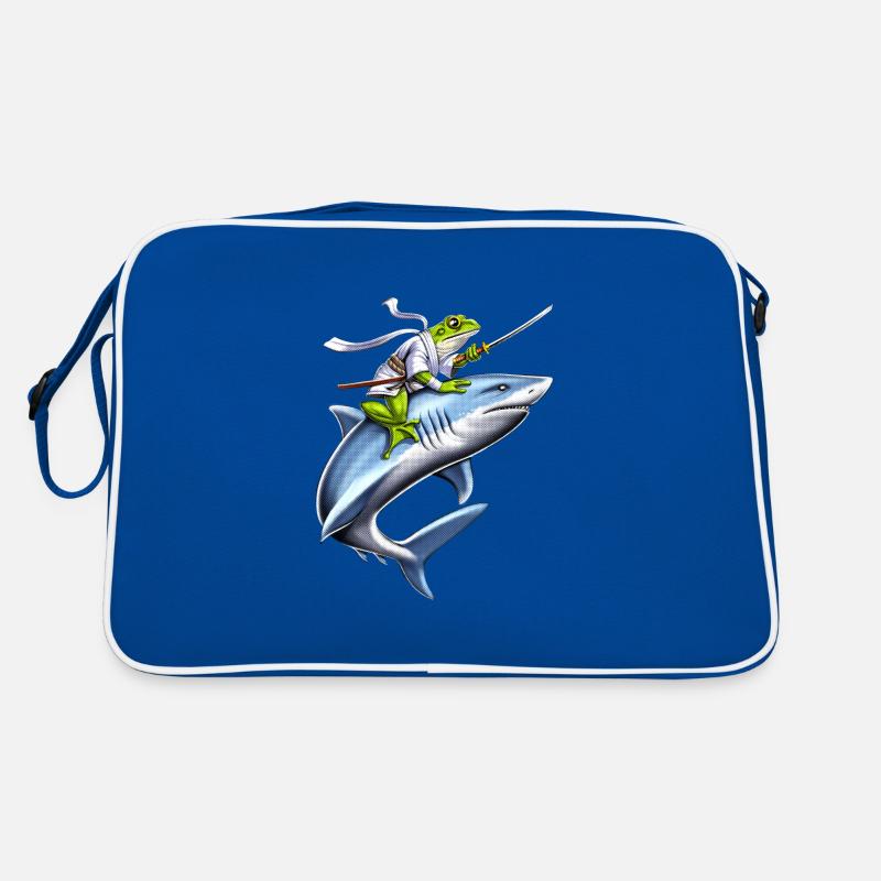 Frosch Samurai Ninja Reitender Hai Retro Tasche
