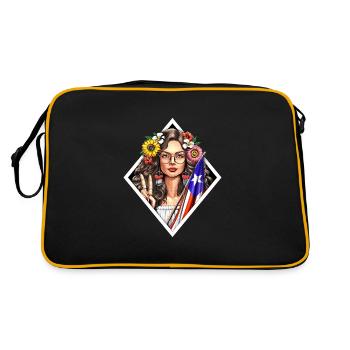 Boricua Puerto Rico Girl - Retro Bag - black/gold - Back
