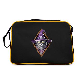 Katze Hexe - Retro Tasche - Schwarz/Gold - Hinten