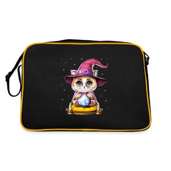 Katze Wahrsagerin - Retro Tasche - Schwarz/Gold - Hinten