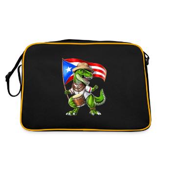 Puerto Rico T-Rex Dinosaurier - Retro Tasche - Schwarz/Gold - Hinten