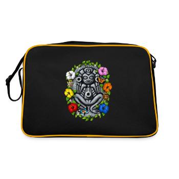 Boricua Taino Göttin Atabey - Retro Tasche - Schwarz/Gold - Hinten
