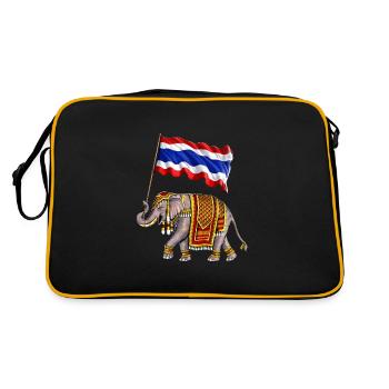 Éléphant de Thaïlande Drapeau Thaï - Sac Retro - noir/or - Dos