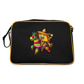 Mexikanischer Taco mit Pinata - Retro Tasche - Schwarz/Gold - Hinten