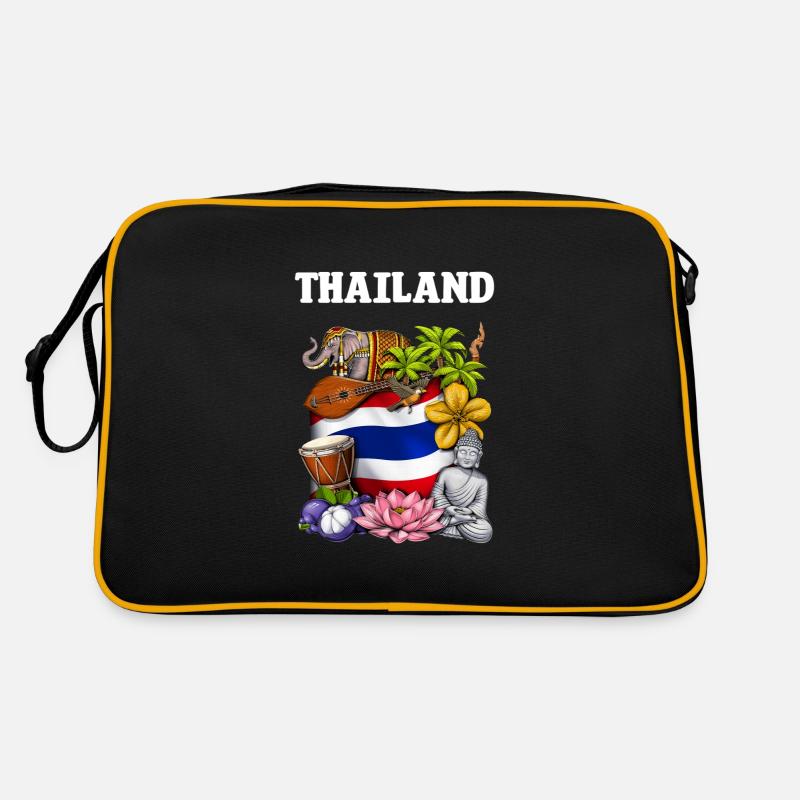 Thailand - Retro Tasche - Schwarz/Gold