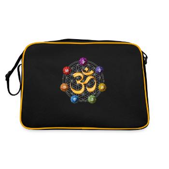 Yoga Chakra Symbole - Retro Tasche - Schwarz/Gold - Hinten