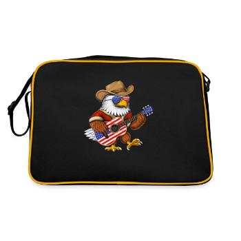 Amerikanischer Weißkopfseeadler - Retro Tasche - Schwarz/Gold - Hinten