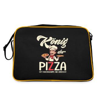 Pizzaiolo König der Pizza drolliger Bilderrahmen - Retro Tasche - Schwarz/Gold - Hinten