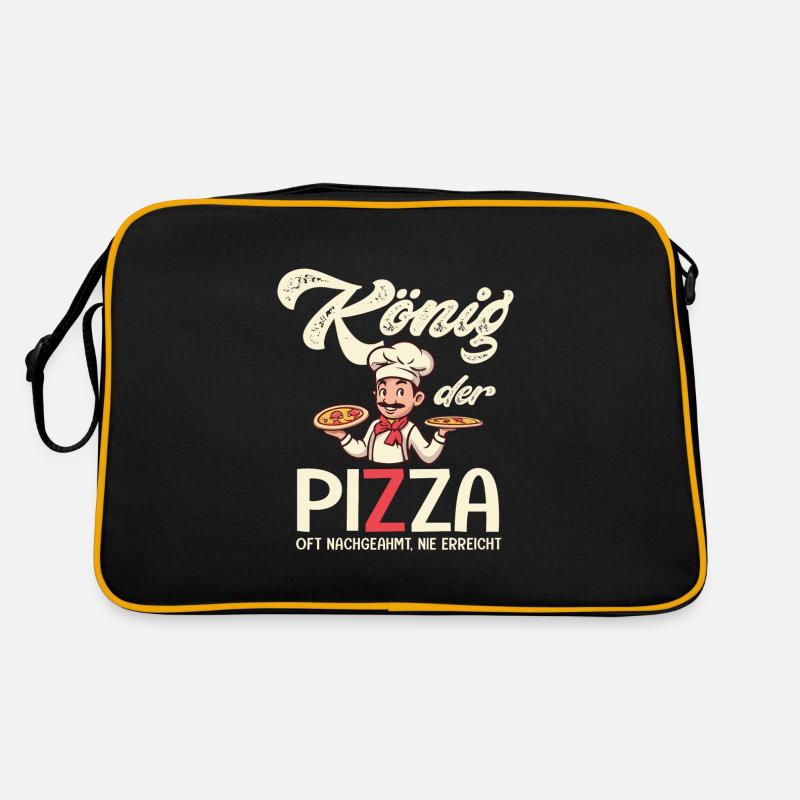 Pizzaiolo König der Pizza drolliger Bilderrahmen Retro Tasche