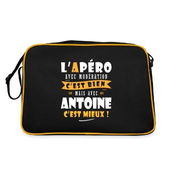 Humour Antoine Apero T shirt Humour Drôles antoine - Sac Retro - noir/or - Dos