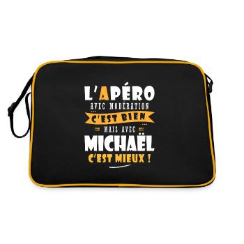 Michaël Apero T shirt Humour personnalisé apéro - Sac Retro - noir/or - Dos