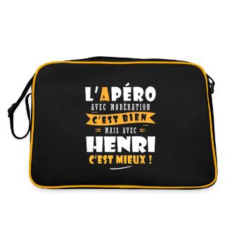 Henri Apero T shirt Humour personnalisé henri - Sac Retro - noir/or - Dos