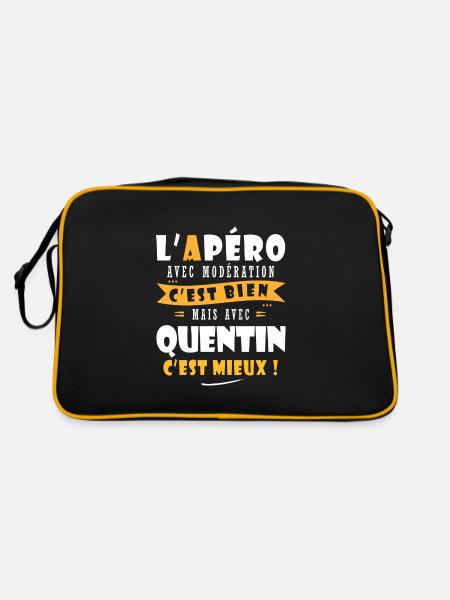 Quentin Cadeau Humour personnalisé cadeau quentin - Sac Retro - noir/or - Dos