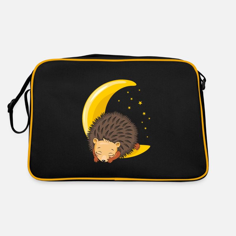 Cute hedgehog sleeping on the moon Retro Bag